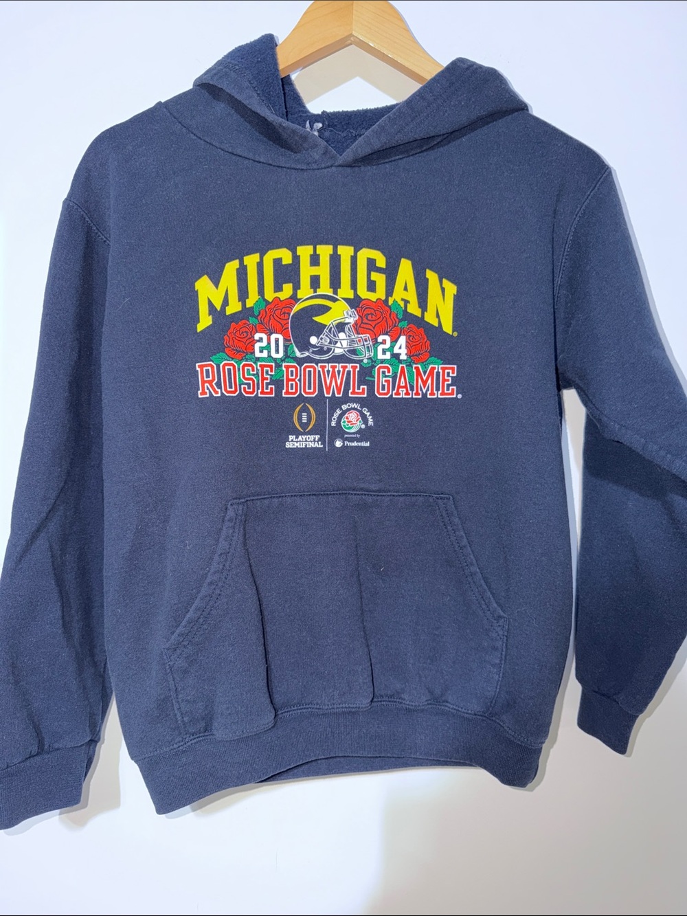 Michigan 2024 Rose Bowl Game Navy Hoodie size youth medium